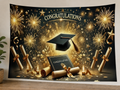 Black and Gold Graduation Celebration Backdrop styled scene 1