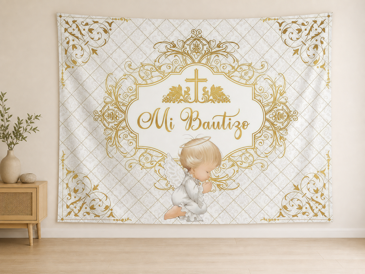 Gold Angel Baptism Backdrop indoor application scene