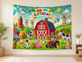 Farm Animals Happy Birthday Backdrop indoor application scene