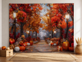 Autumn maple grove pumpkin backdrop family photo scene