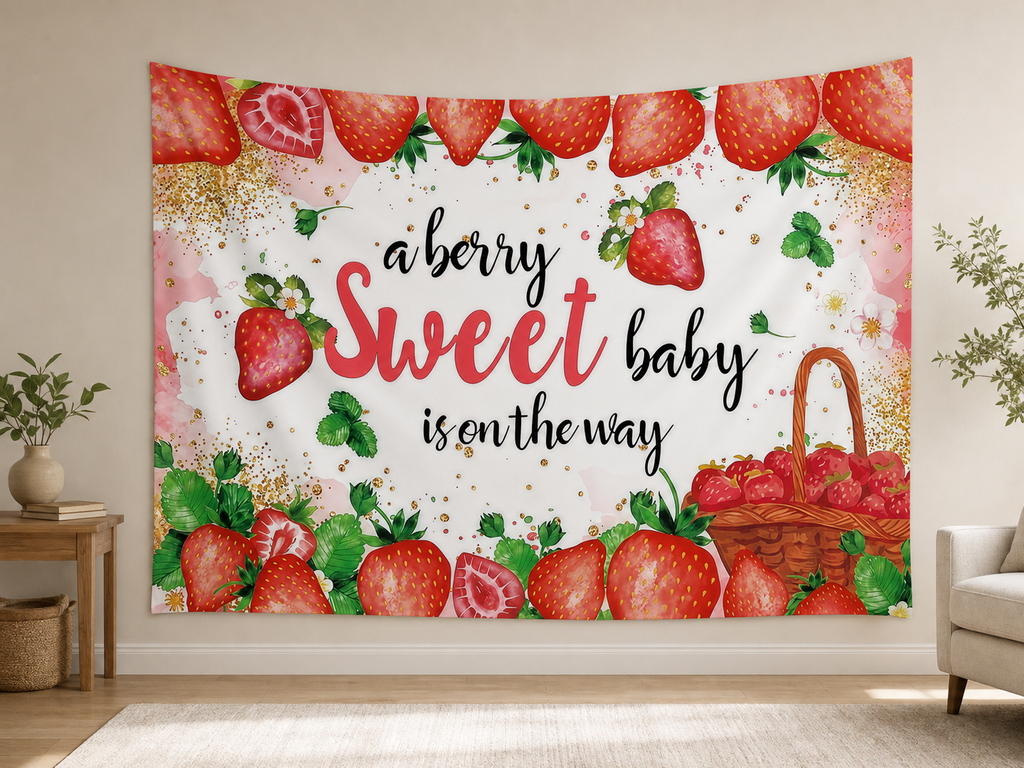 Strawberry Baby Shower Backdrop application scene 1