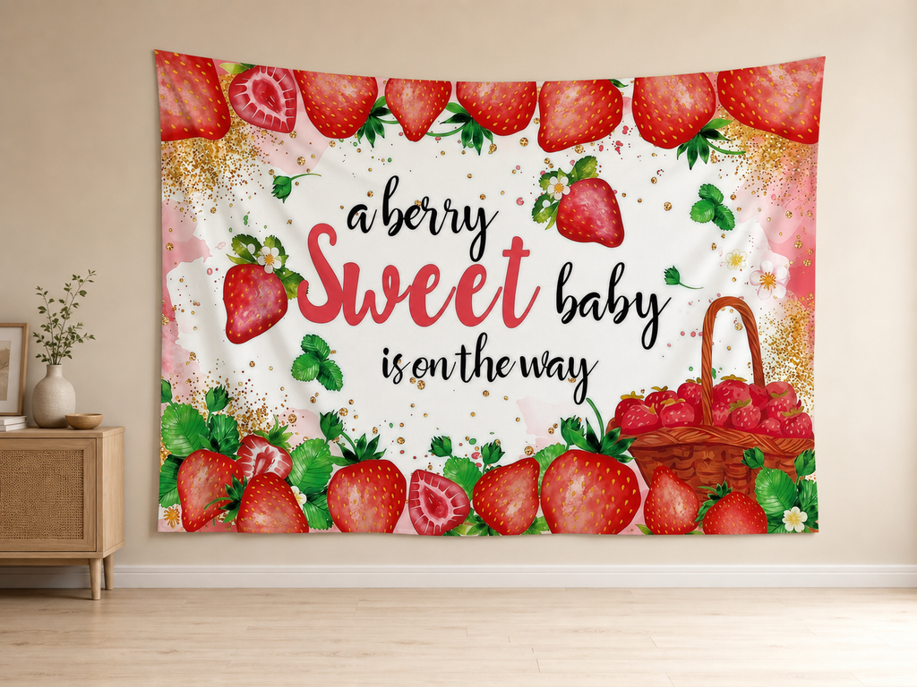 Strawberry Baby Shower Backdrop application scene 2