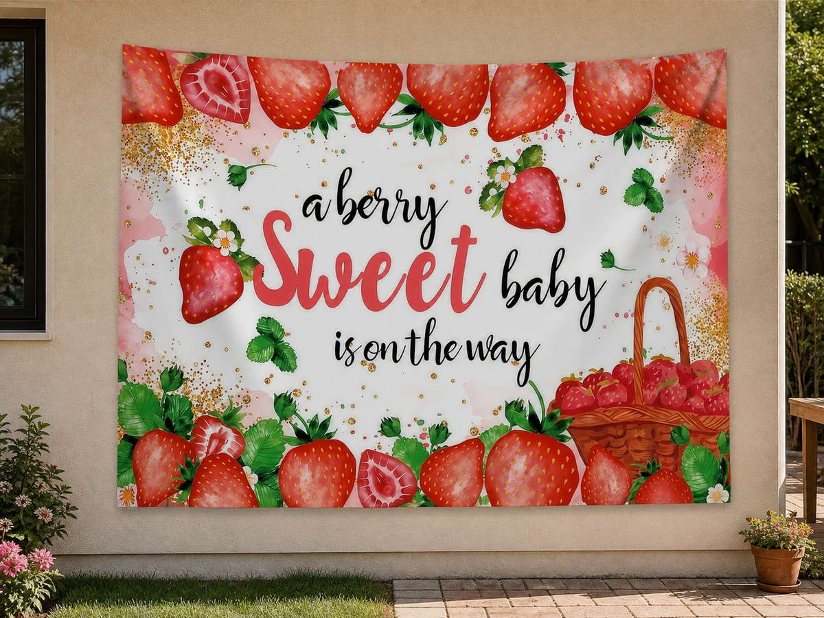 Strawberry Baby Shower Backdrop application scene 3