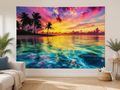 Tropical Ocean Sunset Tapestry Backdrop application scene 1
