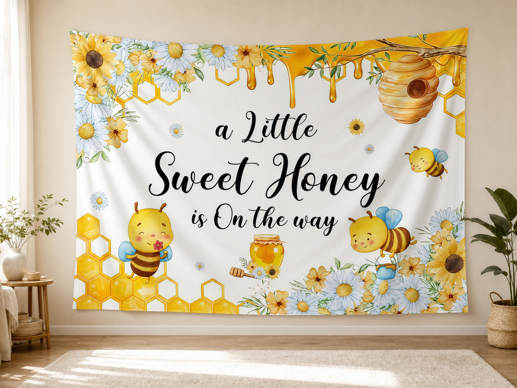 Sweet Honey Bee Baby Shower Backdrop indoor application scene