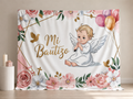 Mi Bautizo baby angel baptism fabric backdrop