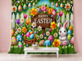 Happy Easter bunny garden polyester photography backdrop scene 1