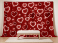 Red glowing hearts fabric backdrop for Valentine portraits
