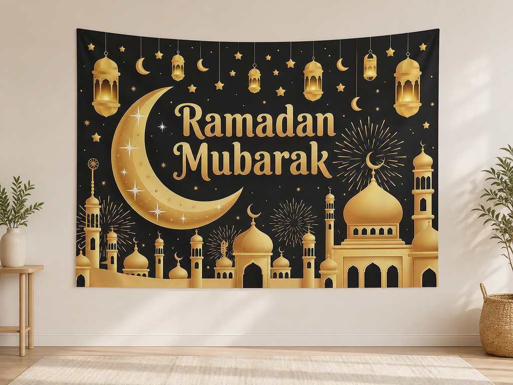 Gold Ramadan Mubarak Backdrop indoor application scene