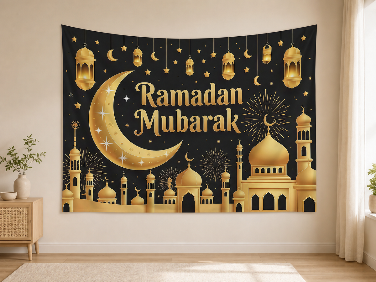 Gold Ramadan Mubarak Backdrop indoor application scene