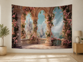 Floral Castle Balcony Tapestry Backdrop indoor application scene
