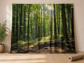 Sunlit green forest woodland photography backdrop in a portrait scene