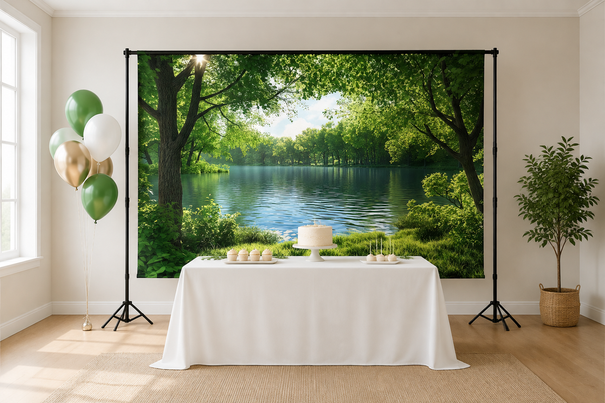 Green Forest Lake Landscape Backdrop lifestyle scene 1