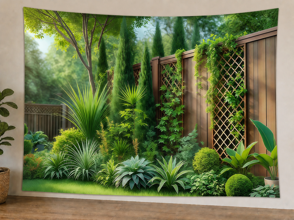 Garden Fence Greenery Backdrop styled scene 1