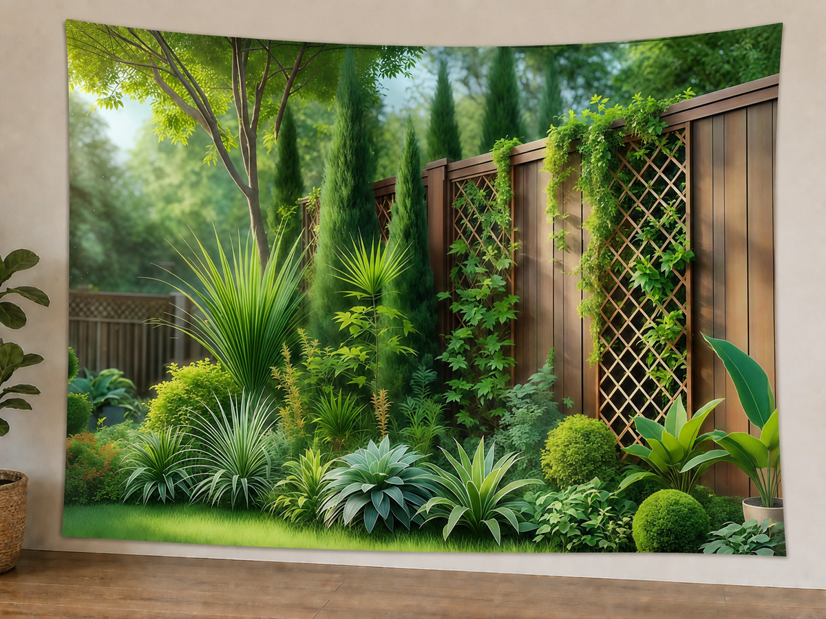 Garden Fence Greenery Backdrop styled scene 1