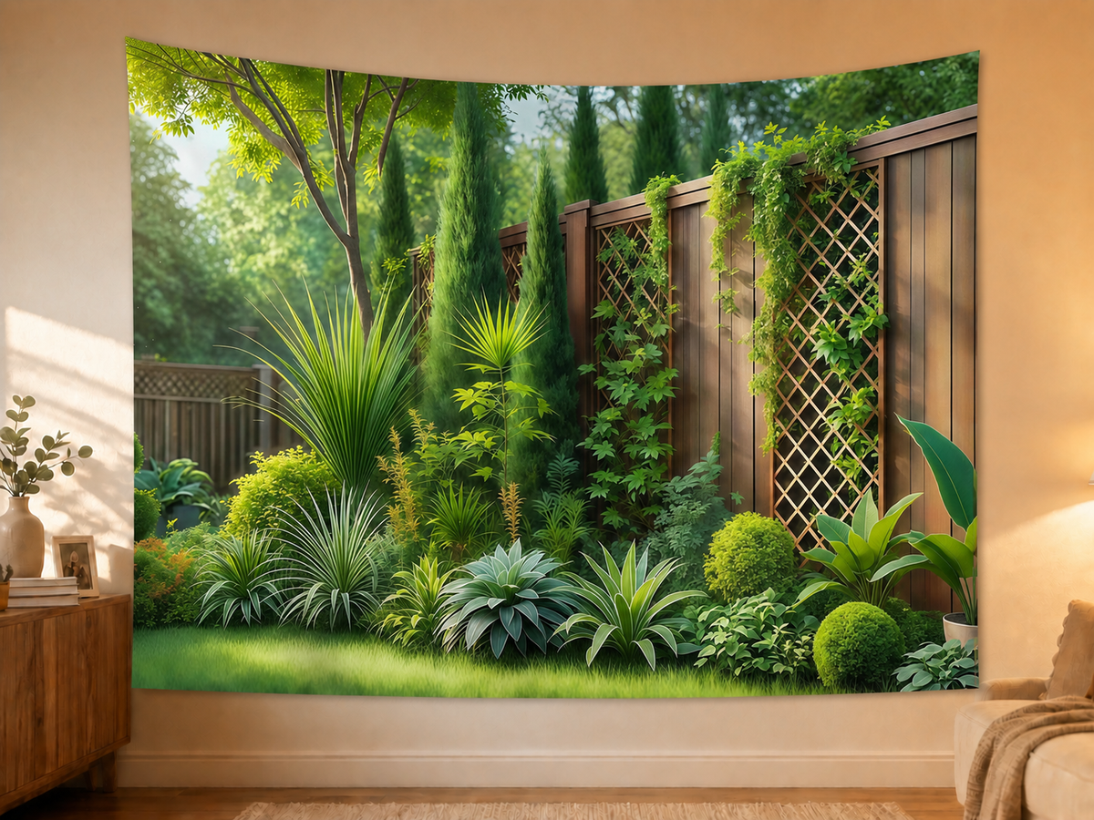 Garden Fence Greenery Backdrop styled scene 2