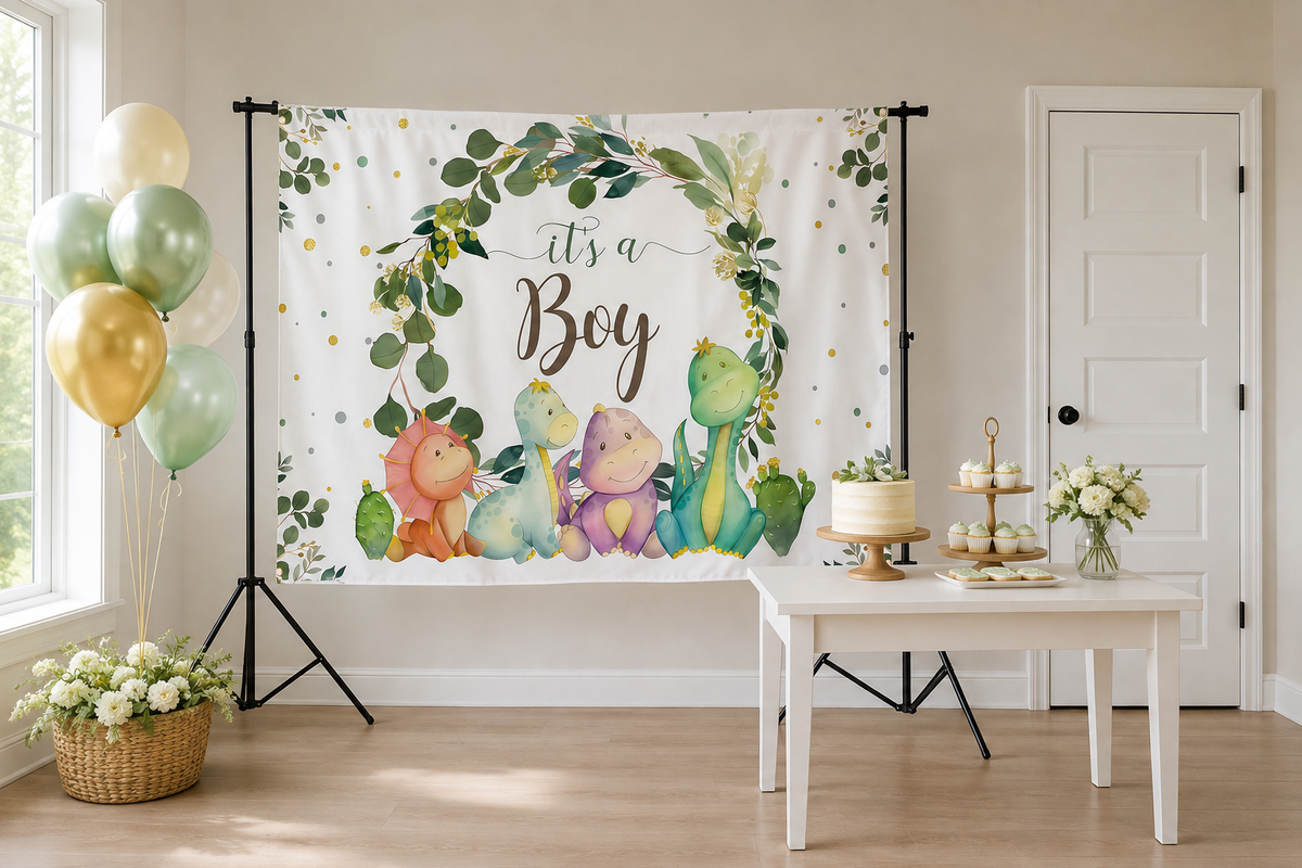 It's a Boy Dinosaur Backdrop in alternate room setting