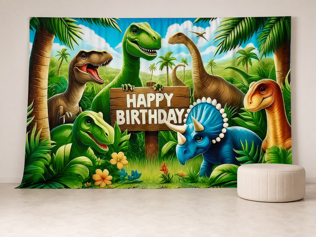 Jungle dinosaur birthday photography backdrop for child portraits