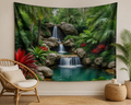 Tropical Jungle Waterfall Tapestry Backdrop relaxation corner