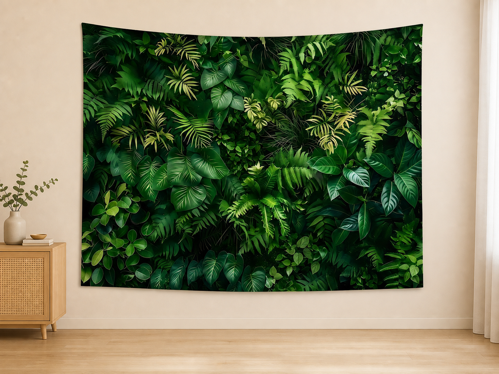 Tropical Green Leaf Wall Backdrop indoor application scene