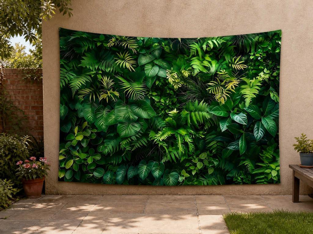 Tropical Green Leaf Wall Backdrop garden application scene