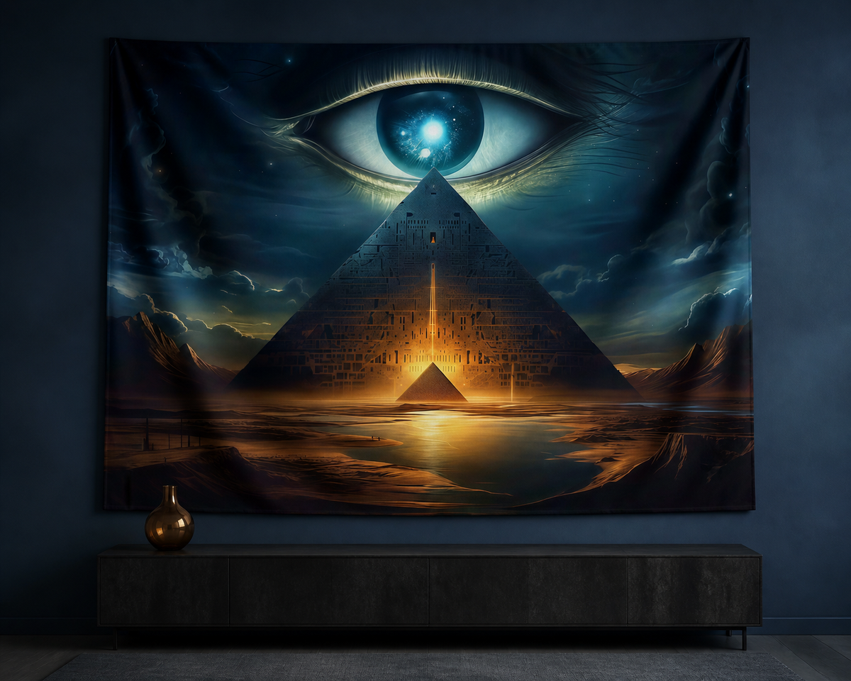 Ancient Egyptian Eye Pyramid Tapestry Backdrop living room