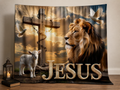 Jesus lion lamb cross fabric photography backdrop scene 1