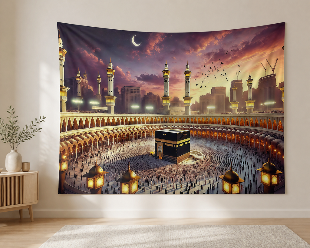 Kaaba Mecca Religious Tapestry Backdrop indoor application scene