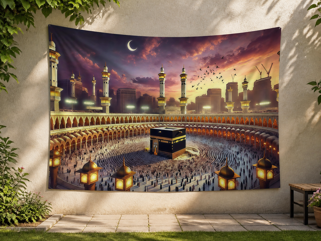 Kaaba Mecca Religious Tapestry Backdrop garden application scene