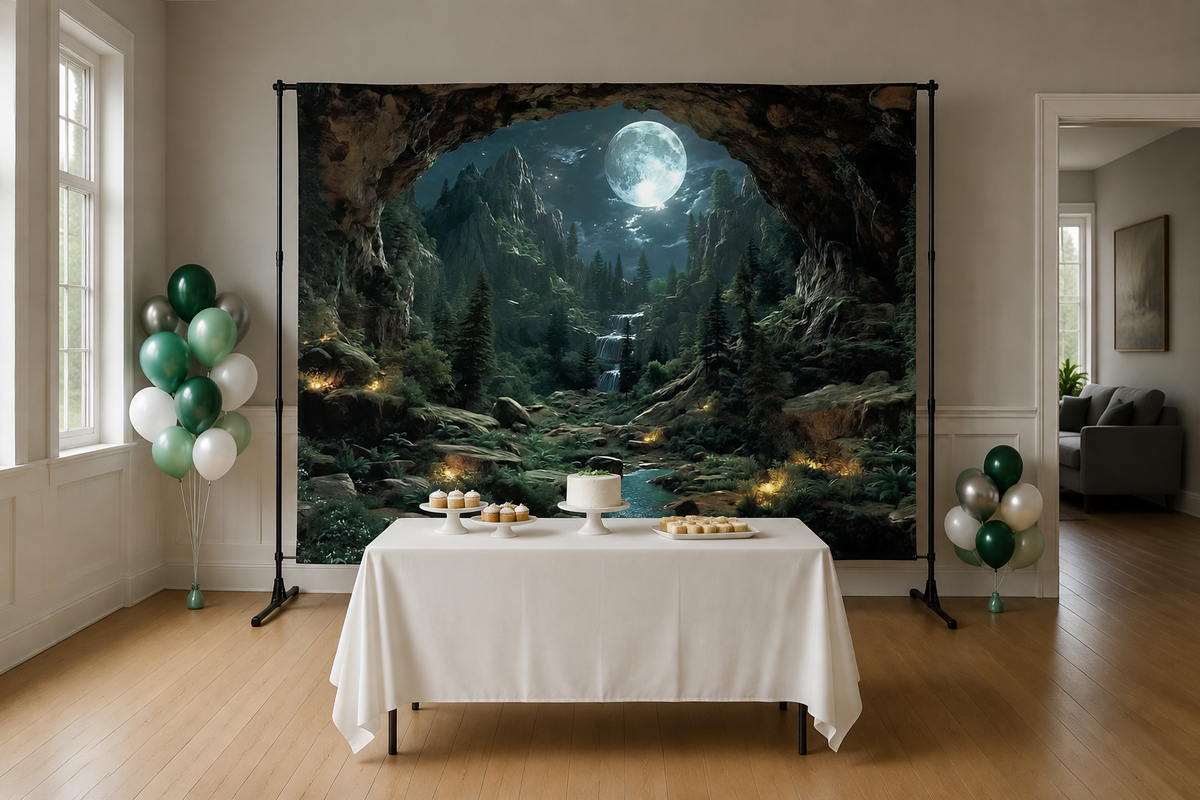 Moonlit Cave and Waterfall Backdrop lifestyle scene 1