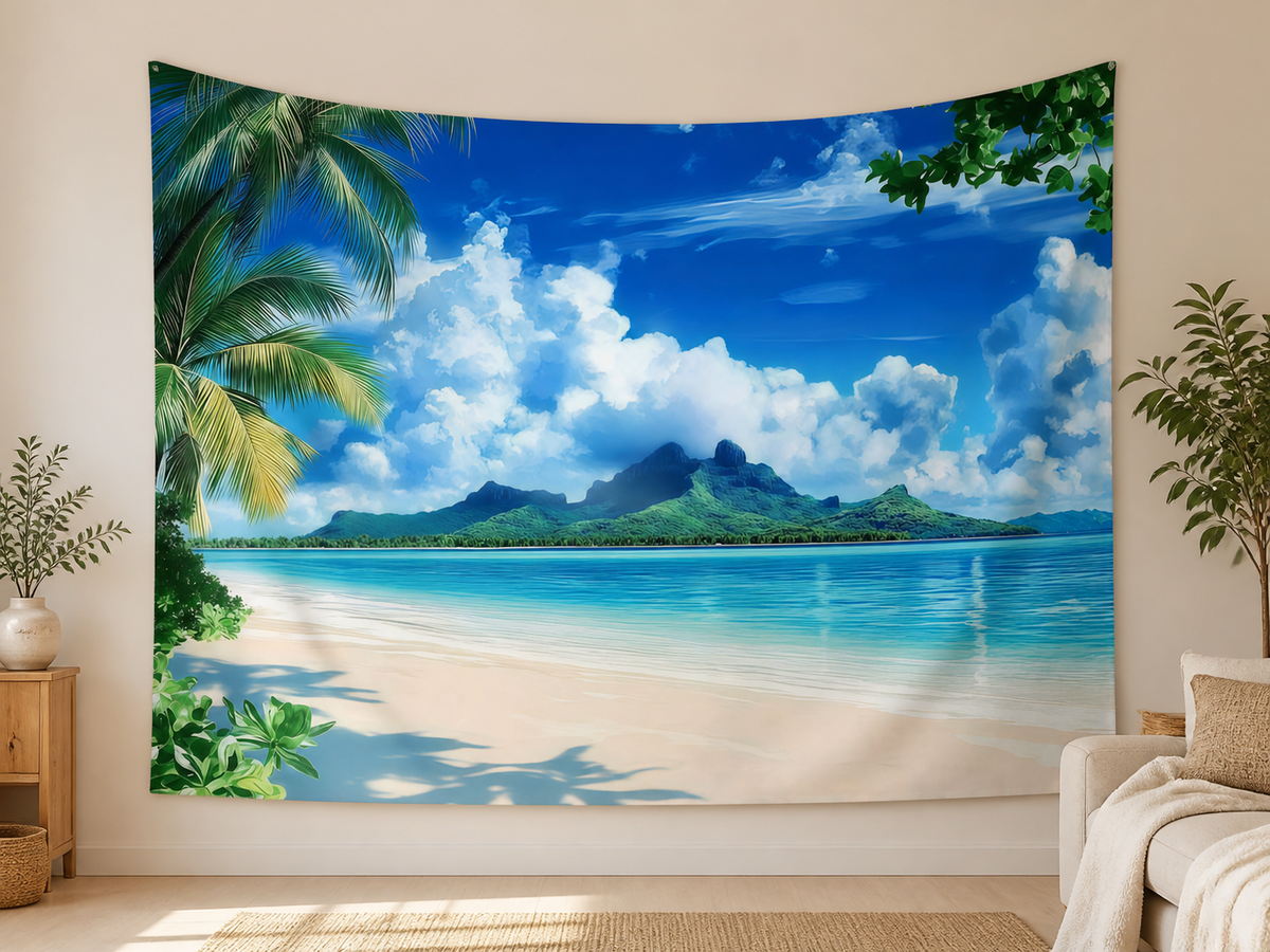 Tropical Beach Landscape Backdrop indoor application scene