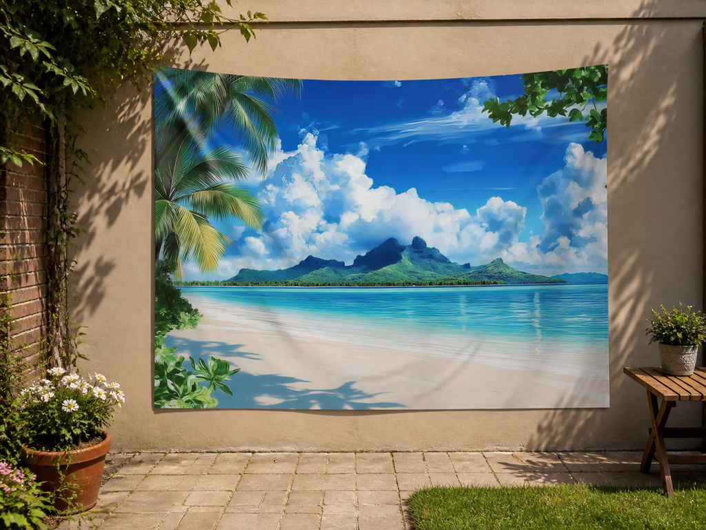 Tropical Beach Landscape Backdrop garden application scene