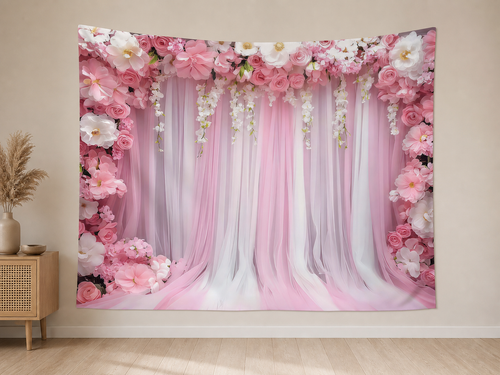 Blush Pink Floral Wedding Backdrop indoor application scene