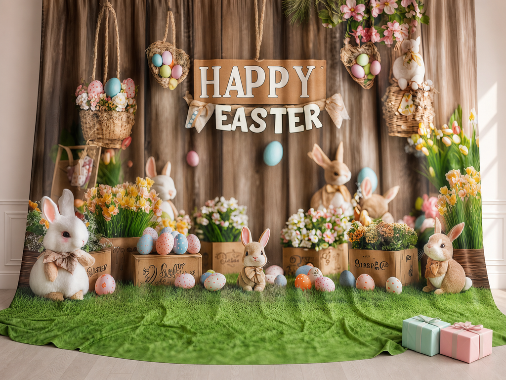 Easter fabric photography backdrop scene 3