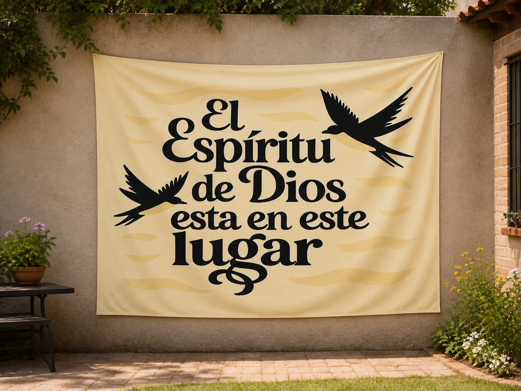 Spanish Holy Spirit Tapestry Backdrop garden application scene