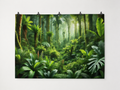 Lush Green Tropical Rainforest Printed Backdrop — complete flat printed design; accessories not included