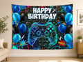 Blue Gaming Happy Birthday Backdrop indoor application scene