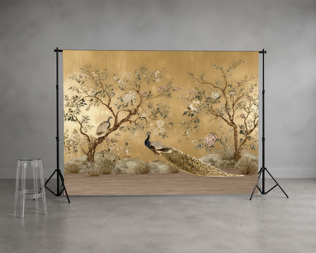 Vintage Peacock Garden Landscape Backdrop scene 2