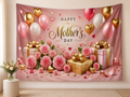 Pink rose balloon Mother's Day polyester backdrop in celebration setting