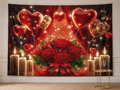Red rose heart candle backdrop anniversary scene