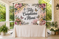 Spanish Birthday for Mom Floral Backdrop in event studio