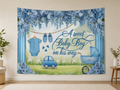 Blue Floral Baby Boy Shower Backdrop application scene 1