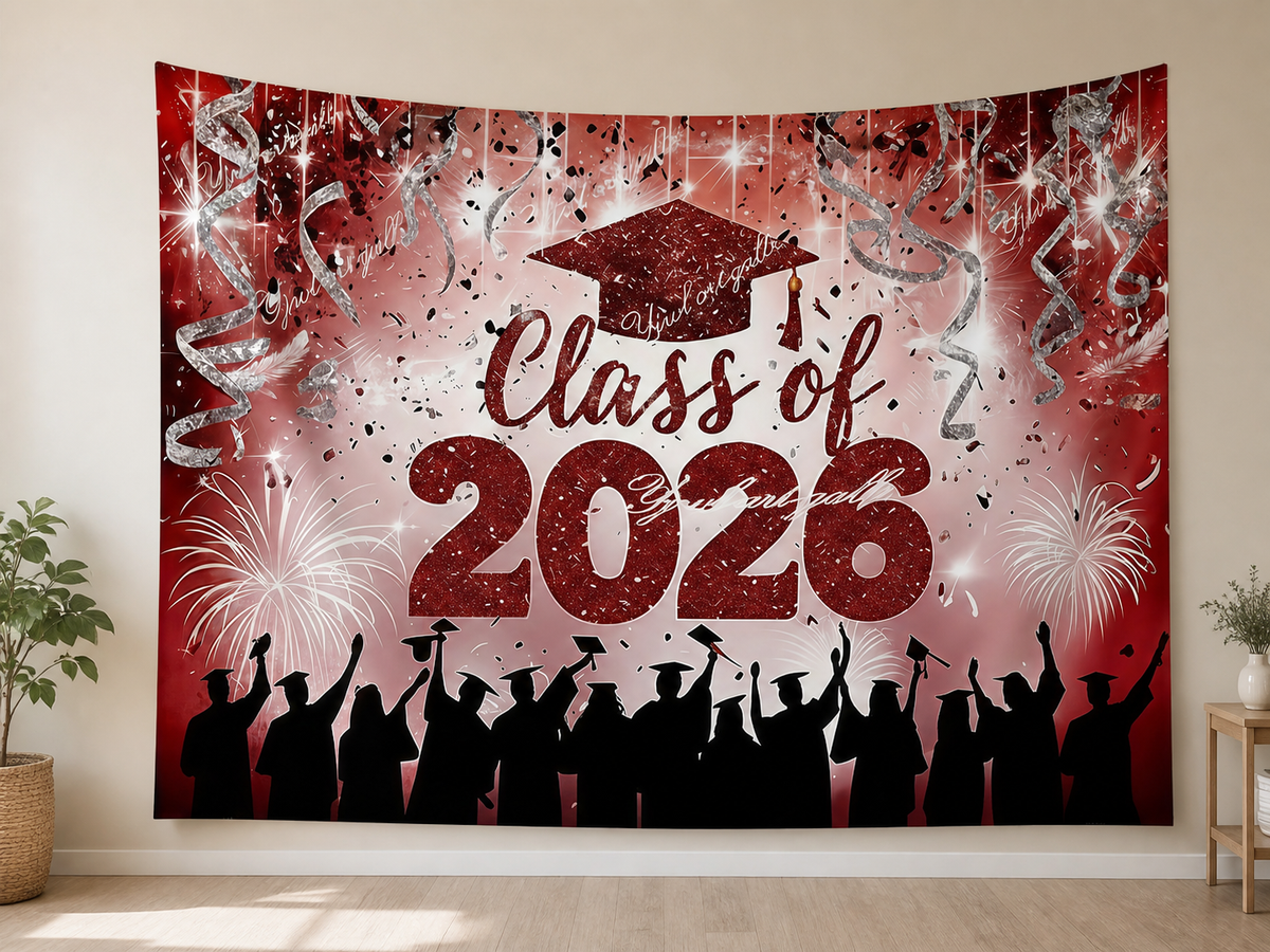 Red Silver Class of 2026 Backdrop application scene 1