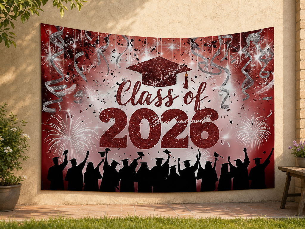 Red Silver Class of 2026 Backdrop application scene 3