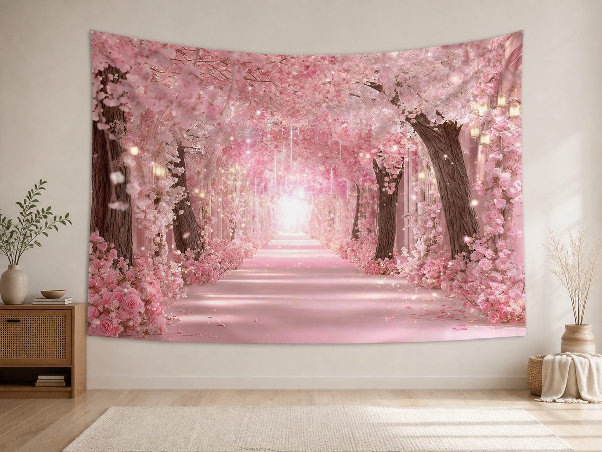 Pink Cherry Blossom Path Backdrop indoor application scene
