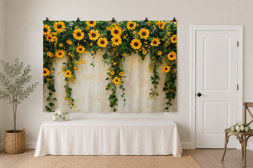 Sunflower Wall Garden Backdrop clipped directly to wall