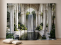 Classical courtyard waterfall flexible fabric photography backdrop scene
