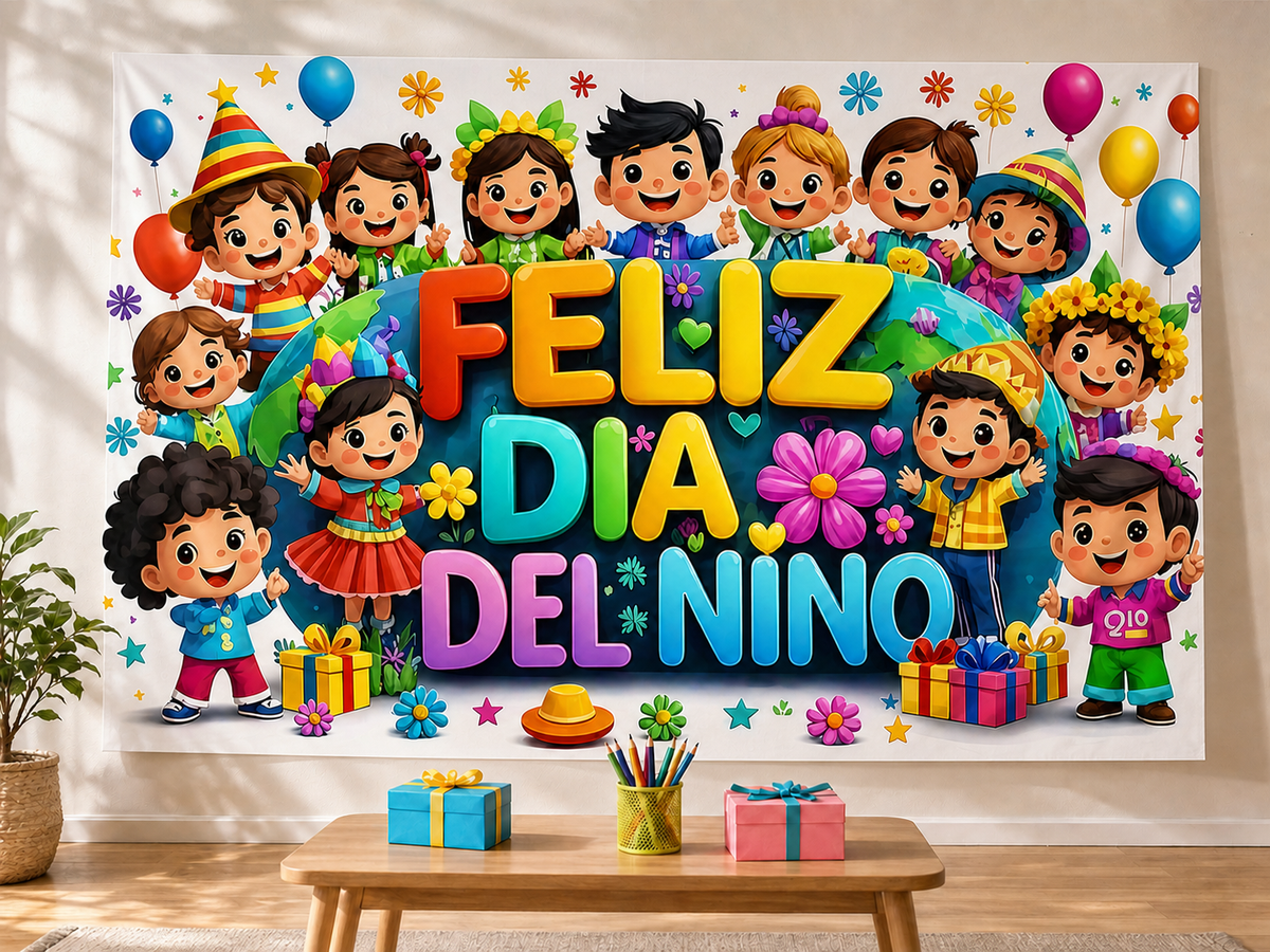 Spanish Children's Day Celebration Backdrop classroom display