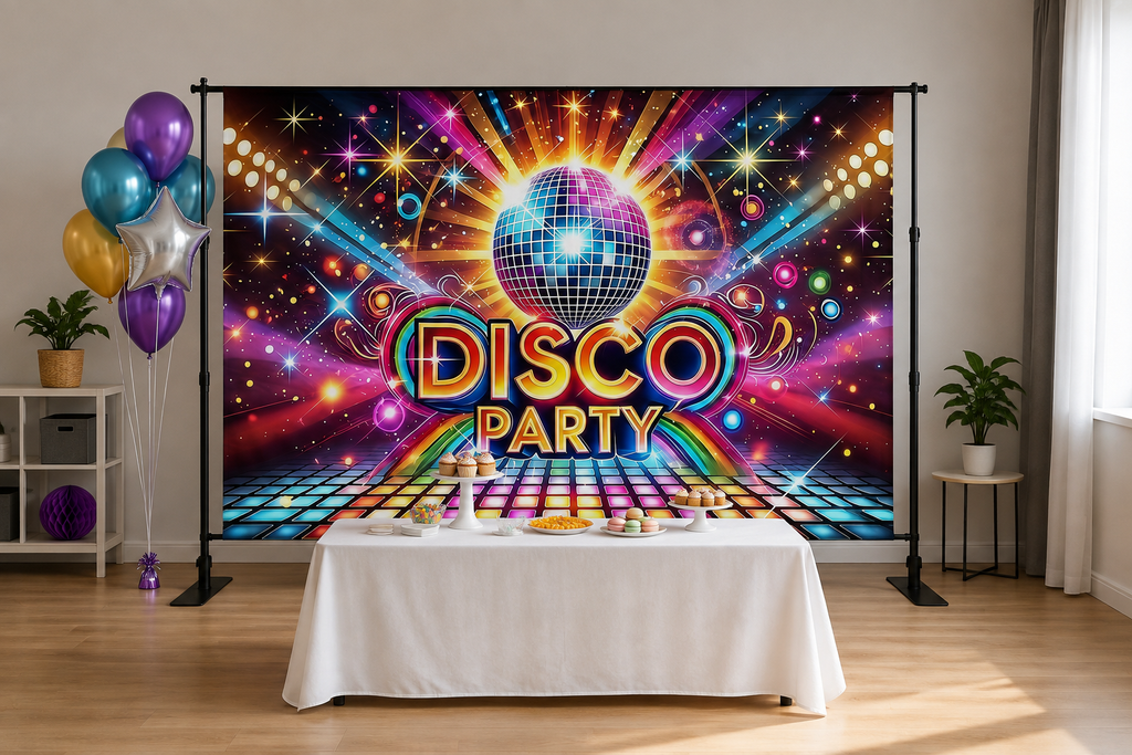 Colorful Disco Party Backdrop lifestyle scene 1