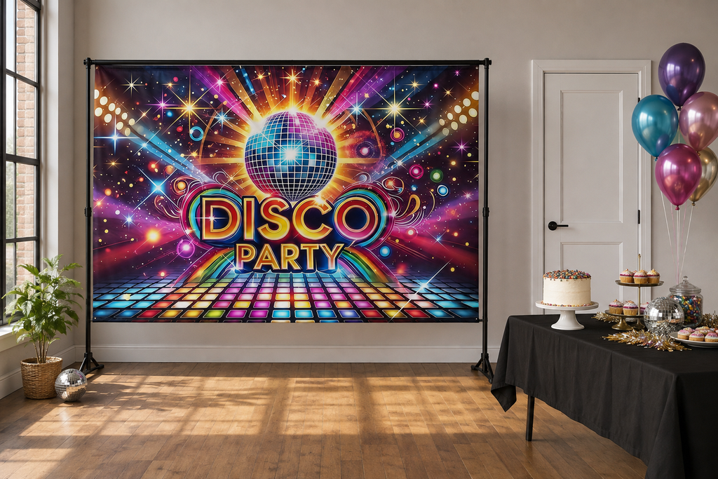 Colorful Disco Party Backdrop lifestyle scene 2